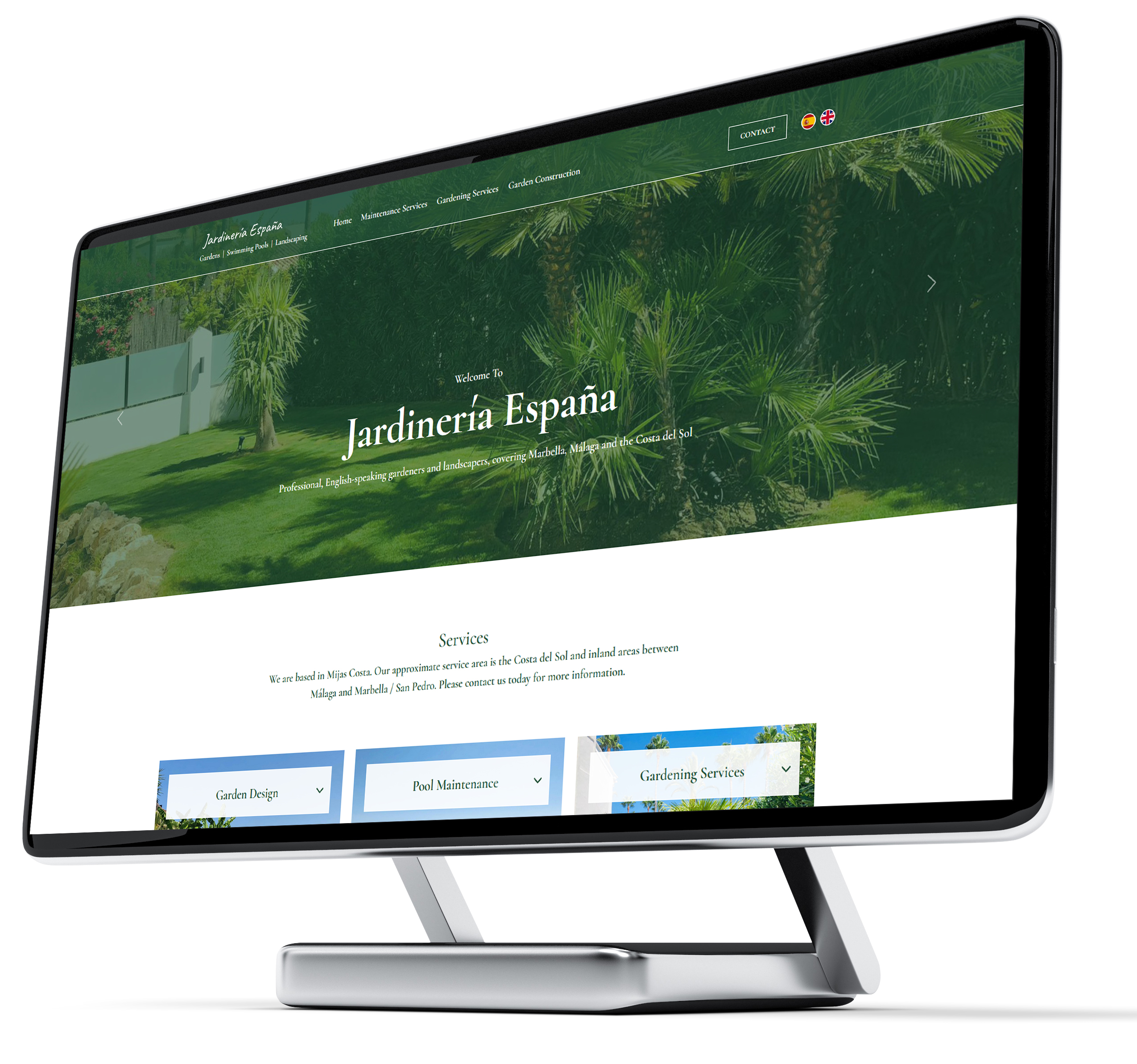 The website of Jardinería España, english speaking gardeners in Marbella