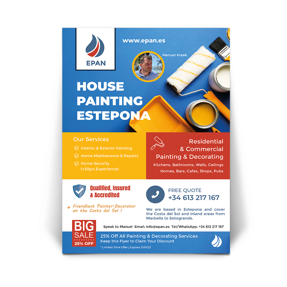 Flyer design for a house painter in Estepona