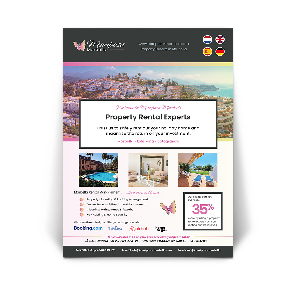 Flyer design for a property manager in Marbella by Tom Lumsden Spain