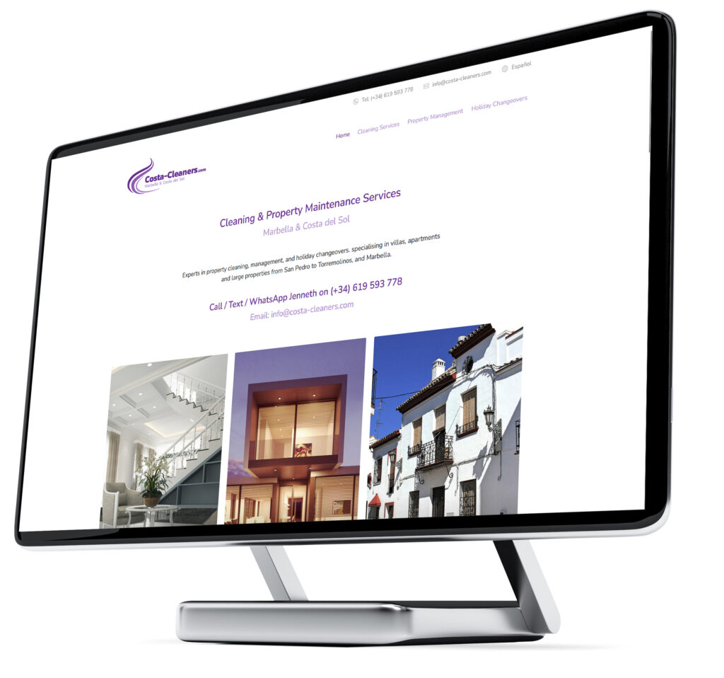 The website of Costa Cleaners, property cleaning Costa del Sol
