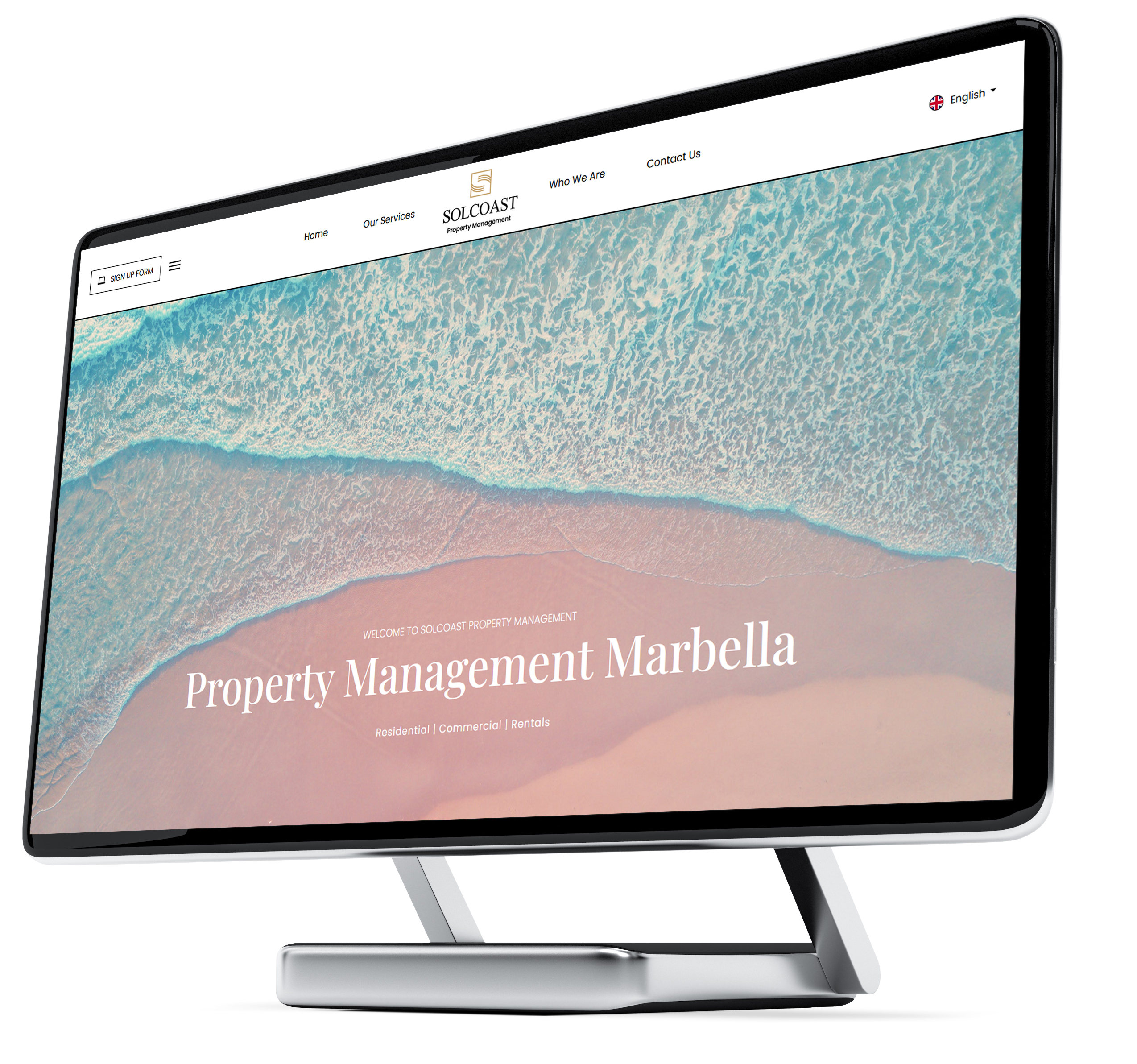 The website of Sol Coast Property Management in Marbella