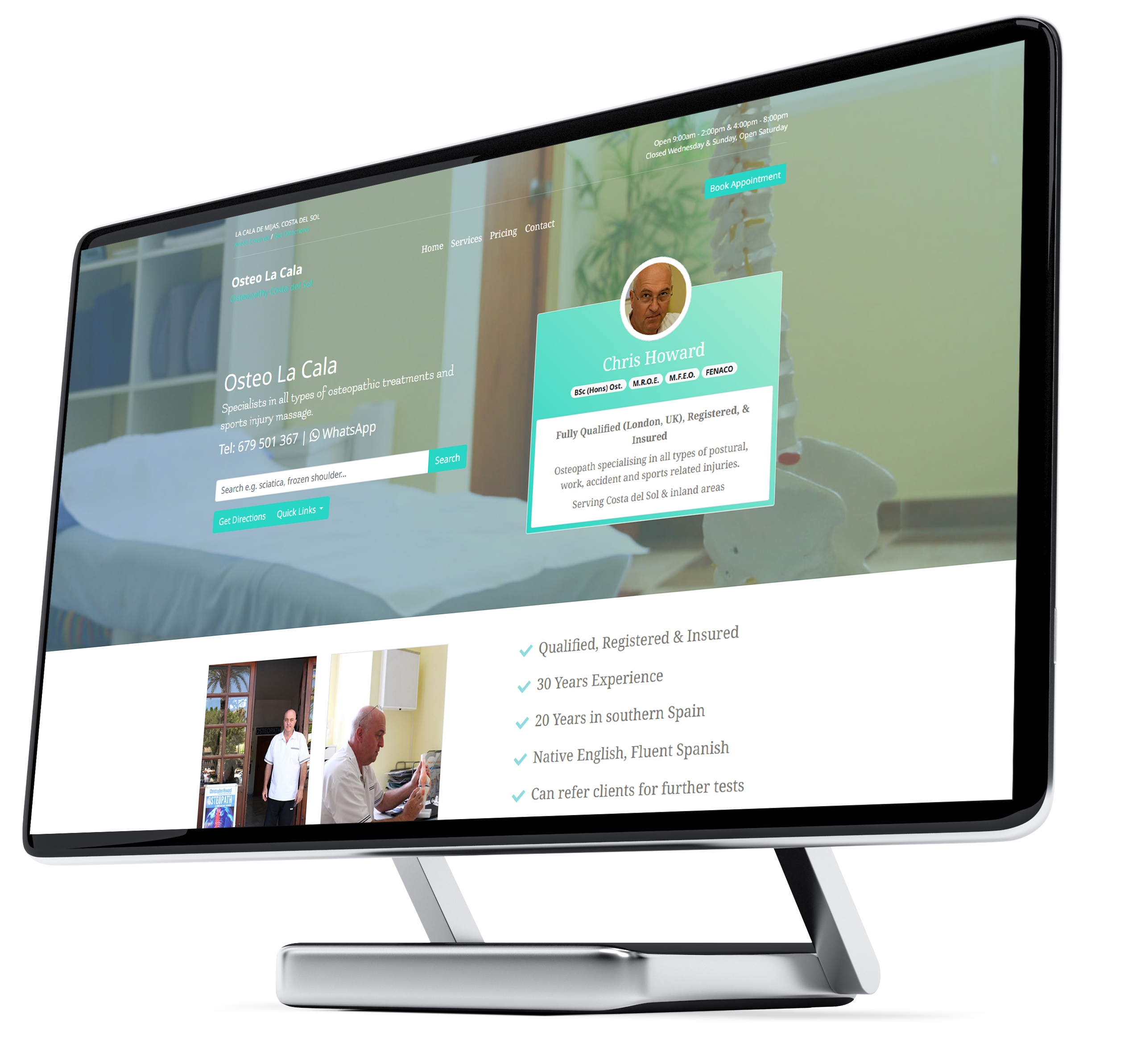The website of Osteo La Cala osteopath in Marbella